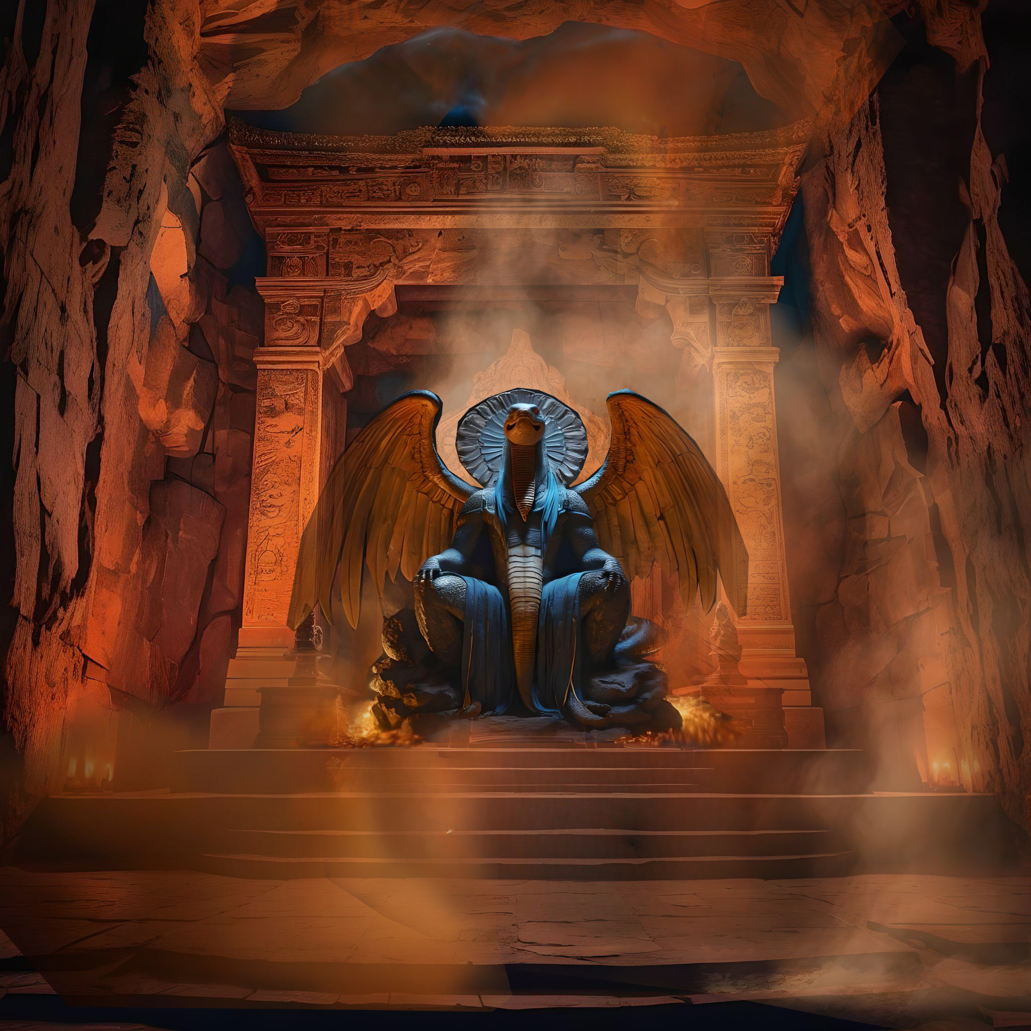 A statue of an angel with wings and a halo