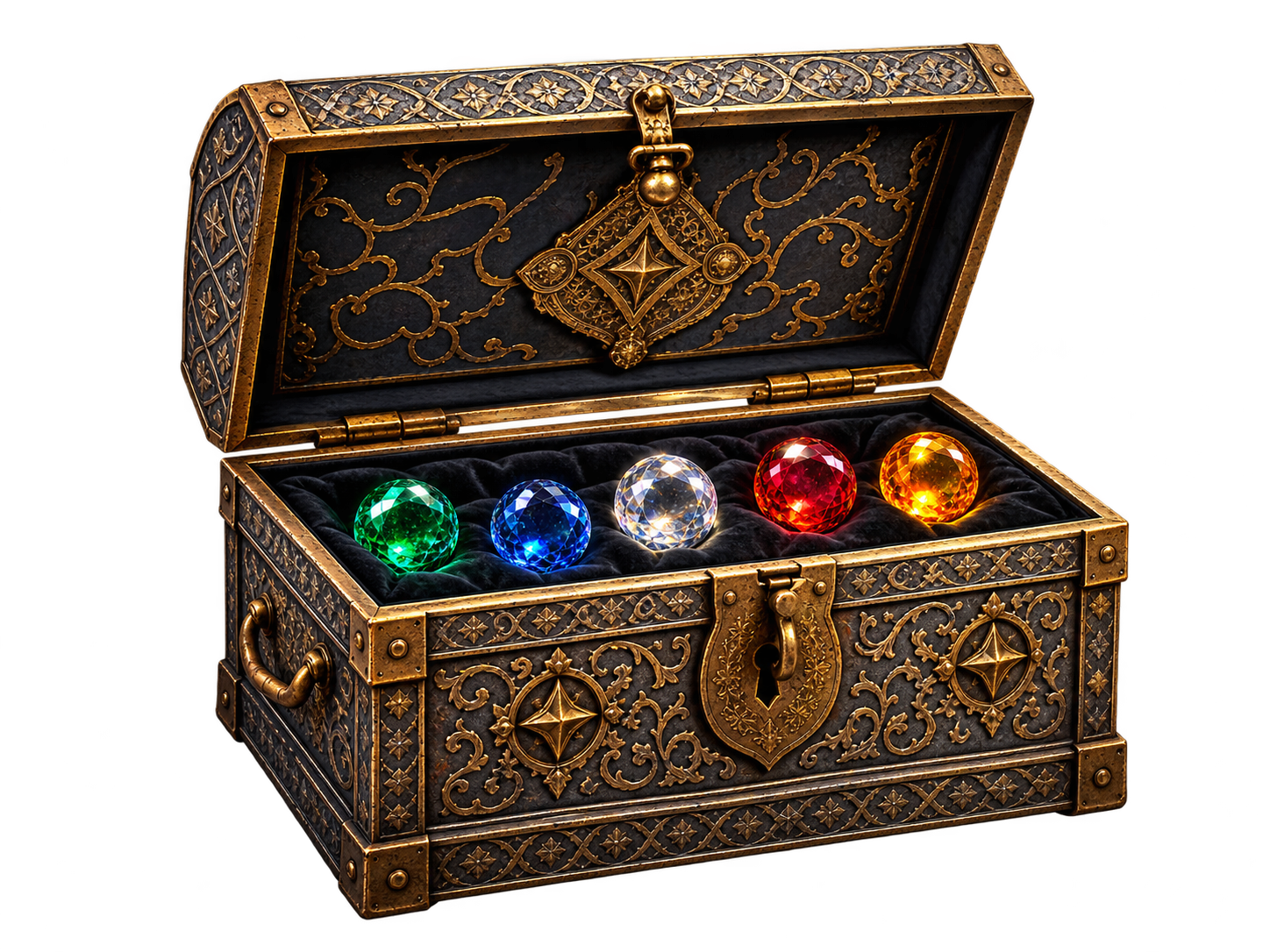 Ornate bronze chest of five fate stones-2